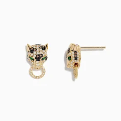 BH Multi Brasillica 14K Yellow Gold Emerald, Espresso and White Diamond Earring | Earrings