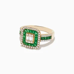 Effy Jewelry Brasillica 14K Yellow Gold Emerald and Diamond Ring | Rings
