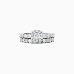 BH Multi Bridal 14K White Gold Diamond Cluster Ring and Band Set, 1.77 TCW | Rings
