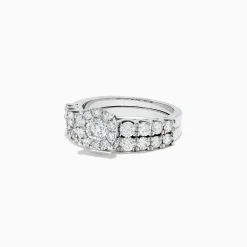 BH Multi Bridal 14K White Gold Diamond Cluster Ring and Band Set, 1.77 TCW | Rings