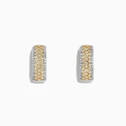 Effy Jewelry Canare 14K Gold 5/8" Pave Yellow Diamond Hoop Earrings, 1.26 TCW | Earrings