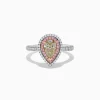 Effy Jewelry Canare 18K Pear Shaped Yellow Diamond and Pink Diamond Halo Ring 1.52 TCW | Rings