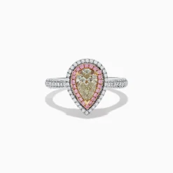 Effy Jewelry Canare 18K Pear Shaped Yellow Diamond and Pink Diamond Halo Ring 1.52 TCW | Rings