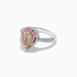 Effy Jewelry Canare 18K Pear Shaped Yellow Diamond and Pink Diamond Halo Ring 1.52 TCW | Rings