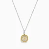 Effy Jewelry Canare 14K 2-Tone Gold Cushion Double Halo Yellow Diamond Pendant | Necklaces & Pendants