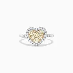 Effy Jewelry Canare 14K Two Tone Gold Heart Shaped Yellow Diamond Heart Ring, 0.77 TCW | Rings