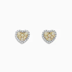 Effy Jewelry Canare 14K Two Tone Gold Heart Shaped Yellow Diamond Earrings, 0.96 TCW | Earrings