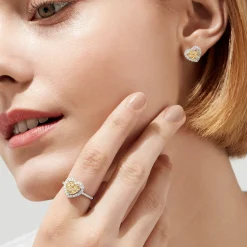 Effy Jewelry Canare 14K Two Tone Gold Heart Shaped Yellow Diamond Heart Ring, 0.77 TCW | Rings