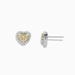 Effy Jewelry Canare 14K Two Tone Gold Heart Shaped Yellow Diamond Earrings, 0.96 TCW | Earrings