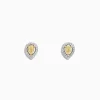 Effy Jewelry Canare 18K Two Tone Gold Pear Halo Yellow Diamond Stud Earrings, 0.36 TCW | Earrings