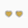 Effy Jewelry Canare 18K Two Tone Gold White and Yellow Diamond Heart Earrings | Earrings