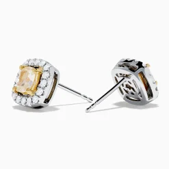 Effy Jewelry Canare 18K Two Tone Gold White and Yellow Diamond Earrings | Earrings