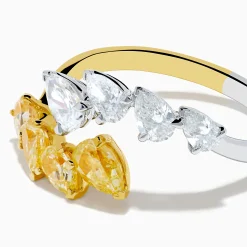 Effy Jewelry Canare 18K Two Tone Gold White u0026 Yellow Diamond Bypass Ring | Rings