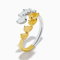 Effy Jewelry Canare 18K Two Tone Gold White u0026 Yellow Diamond Bypass Ring | Rings