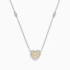 Effy Jewelry Canare 14K Two Tone Gold Yellow Diamond Heart Necklace, 0.71 TCW | Necklaces & Pendants