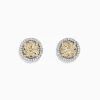 BH Multi Canare 14K Two Tone Gold Yellow Diamond Bouquet Halo Earrings, 0.98 TCW | Earrings
