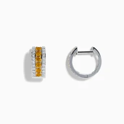 Effy Jewelry Canare 14K Two Tone Gold Yellow and White Diamond Huggie Earrings | Earrings
