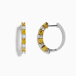 Effy Jewelry Canare 18K Two Tone White and Yellow Diamond Hoop Earrings | Earrings