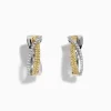 Effy Jewelry Canare 14k Two Tone Yellow and White Diamond Hoop Earrings 5/8" | Earrings