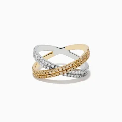 Effy Jewelry Canare 14k Two Tone Yellow and White Diamond Criss Cross Ring 0.78 TCW | Rings