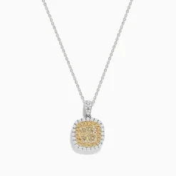 Effy Jewelry Canare 14K Two-Tone Gold Cushion Shaped Cluster Yellow Diamond Pendant | Necklaces & Pendants