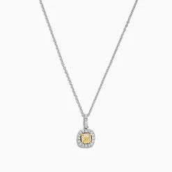 Effy Jewelry Canare 18K Two-Tone Gold Cushion Cut Yellow Diamond Pendant, 0.52 TCW | Necklaces & Pendants