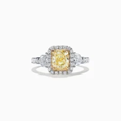 Effy Jewelry Canare 18K Two-Tone Gold Cushion Cut Yellow Diamond Ring, 2.19 TCW | Rings