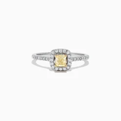 Effy Jewelry Canare 18K Two-Tone Gold Cushion Halo Yellow Diamond Ring, 0.61 TCW | Rings