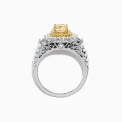 Effy Jewelry Canare 18K Two-Tone Gold Cushion Cut Yellow Diamond Ring, 1.98 TCW | Rings