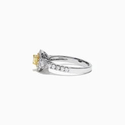 Effy Jewelry Canare 18K Two-Tone Gold Cushion Double Halo Yellow Diamond Ring, 0.96 TCW | Rings