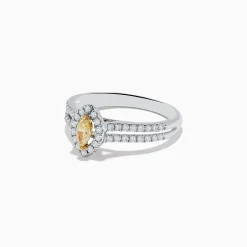 Effy Jewelry Canare 18K Two-Tone Gold Marquise Shaped Yellow Diamond Ring | Rings