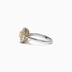 Effy Jewelry Canare 18K Two-Tone Gold Oval Double Halo Yellow Diamond Ring, 0.65 TCW | Rings