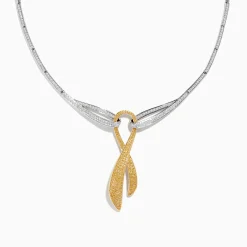 Effy Jewelry Canare 14K Two-Tone Gold Yellow Diamond Cancer Awareness Necklace | Necklaces & Pendants