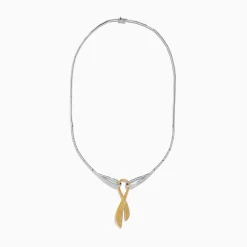 Effy Jewelry Canare 14K Two-Tone Gold Yellow Diamond Cancer Awareness Necklace | Necklaces & Pendants