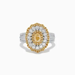Effy Jewelry Canare 18K Two-Tone Yellow and White Diamond Layered Oval Halo Ring | Rings