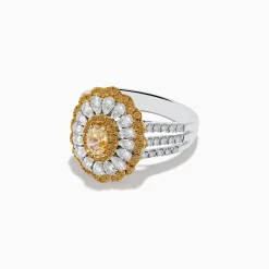 Effy Jewelry Canare 18K Two-Tone Yellow and White Diamond Layered Oval Halo Ring | Rings