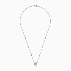 BH Multi Canare 14K White Gold Oval Halo Yellow Diamond Pendant Necklace, 0.81 TCW | Necklaces & Pendants