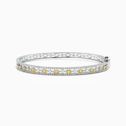 BH Multi Canare 14K White Gold Yellow and White Diamond Bangle, 1.27 TCW | Bracelets