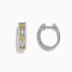 BH Multi Canare 14K White Gold 5/8"Yellow Diamond Hoop Earrings, 0.67 TCW | Earrings