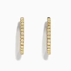 BH Multi Canare 14K Yellow Gold Yellow Diamond 7/8" Hoop Earrings, 0.57 TCW | Earrings