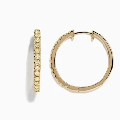 BH Multi Canare 14K Yellow Gold Yellow Diamond 7/8" Hoop Earrings, 0.57 TCW | Earrings