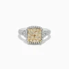 BH Multi Canare Two Tone Gold Cushion Shaped Cluster Yellow Diamond Ring 1.19 TCW | Rings