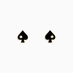 Effy Jewelry Casino 14K Yellow Gold Diamond Spade Suit Enamel Earrings | Earrings