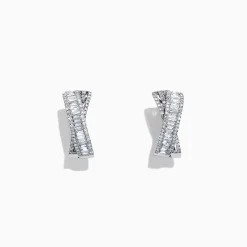 Effy Jewelry Classique 14K White Gold 5/8" Diamond Hoop Earrings, 1.06 TCW | Earrings