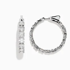 BH Multi Classique 14K White Gold 1" Diamond Hoop Earrings | Earrings