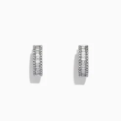 Effy Jewelry Classique 14K White Gold 1/2"Diamond Hoop Earrings 0.55 TCW | Earrings