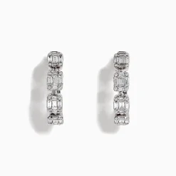 BH Multi Classique 14K White Gold Diamond Hoop Earrings, 0.77 TCW | Earrings
