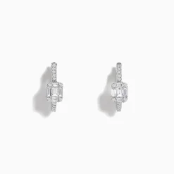 BH Multi Classique 14K White Gold Diamond 1/2" Huggie Earrings, 0.49 TCW | Earrings