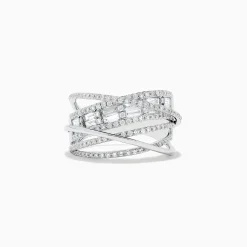 BH Multi Classique 14K White Gold Diamond Cross Over Ring | Rings