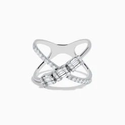 Effy Jewelry Classique 14K White Gold Diamond Criss Cross Ring | Rings